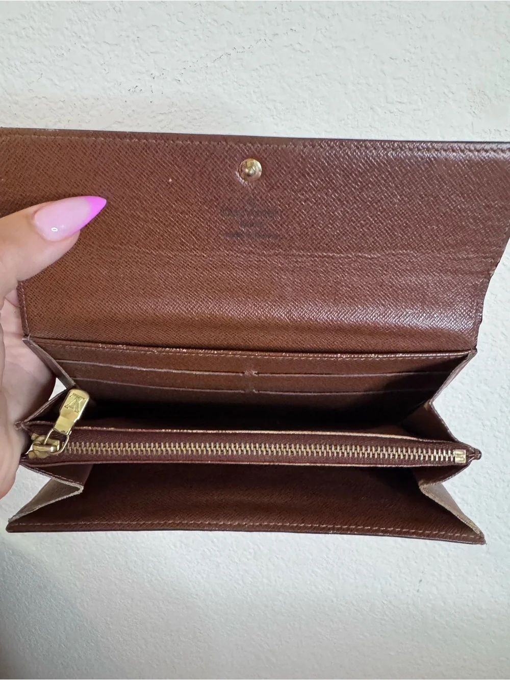 Louis Vuitton Monogram Flap Wallet in Brown with Gold Hardware